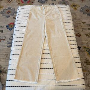 LA MIEL Women's Cream Corduroy Straight Leg Jeans